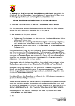 einer Sachbearbeiterin/eines Sachbearbeiters