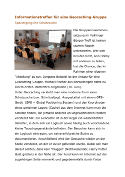 Informationstreffen f&uuml;r eine Geocaching