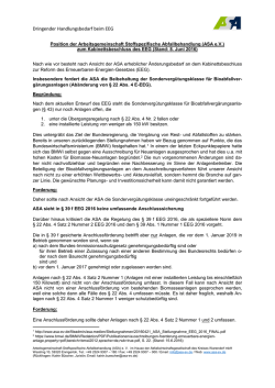 Dringender Handlungsbedarf beim EEG