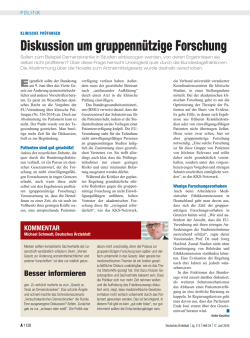 Diskussion um gruppenn&uuml;tzige Forschung