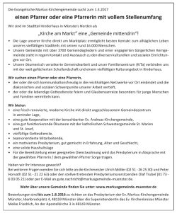 einen Pfarrer oder eine Pfarrerin mit vollem Stellenumfang