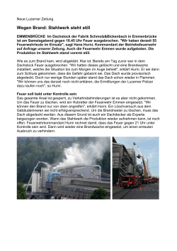 Wegen Brand: Stahlwerk steht still