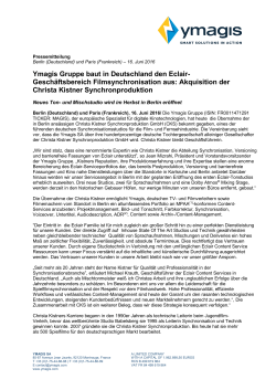 Ymagis Gruppe baut in Deutschland den Eclair