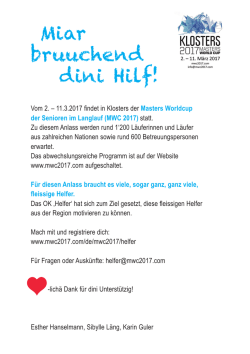 Helfer-Flyer - KLOSTERS MASTERS WORLD CUP 2017