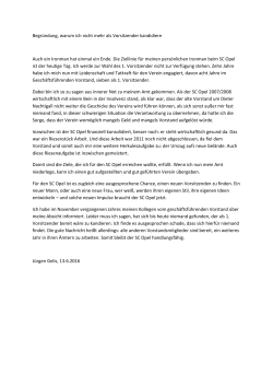 Begründung, warum ich nicht mehr als Vorsitzender kandidiere