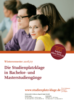 Die Studienplatzklage in Studieng&auml;nge mit &ouml;rtlicher