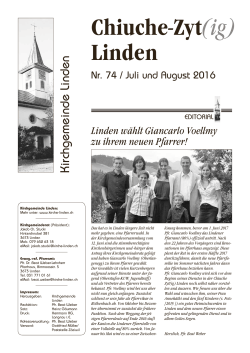 Juli + August 2016 - Kirchgemeinde Linden