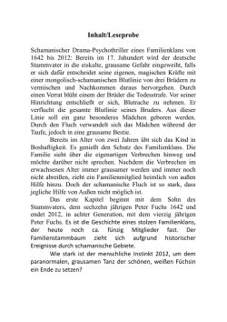 Inhalt/Leseprobe - "Die wei&szlig;e F&uuml;chsin" paranormaler Drama