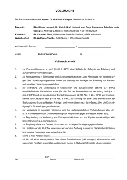 Vollmacht Verkehrsunfall mit Widerrufsbelehrung