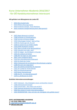 Kurse Unternehmer-Akademie 2016/2017 - für OÖ