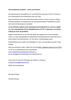 Sommerakademie „nordwärts“ – 25.08. bis 23.09.2016 Die Stadt