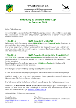 Einladung zu unserem NWZ-Cup im Sommer