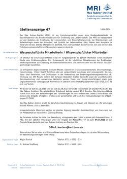 Stellenanzeige 47 - Max Rubner-Institut