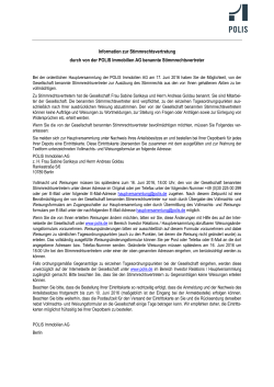 Information zur Stimmrechtsvertretung