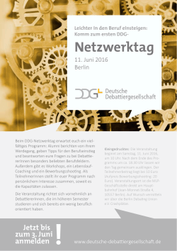 DDG-Netzwerktag 2016 Programm - Deutsche Debattiergesellschaft