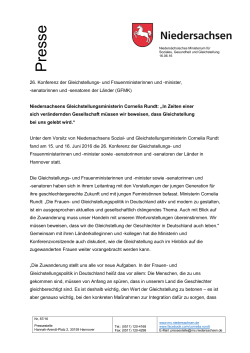 Pressemitteilung vom 16.06.2016 zur 26. GFMK in Hannover