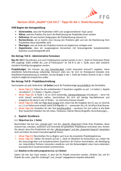 FFG Tipps 1. Stufe Health 2017