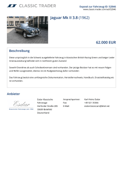 Jaguar Mk II 3.8 (1962) 62.000 EUR