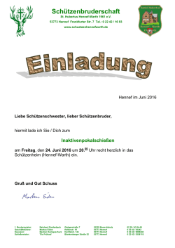 Inaktivenpokalschie&szlig;en - Sch&uuml;tzenbruderschaft St. Hubertus Hennef