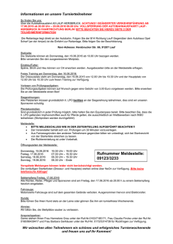 Informationen an unsere Teilnehmer