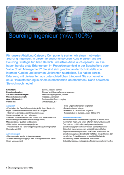 Sourcing Ingenieur (m/w, 100%)
