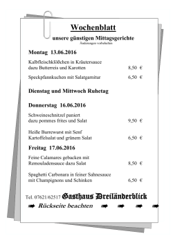 Wochenblatt Tel. 07621/62517 Gasthaus Dreiländerblick
