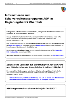 Informationen zum Schulverwaltungsprogramm ASV im