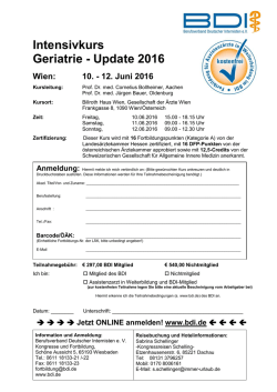 Intensivkurs Geriatrie - Update 2016