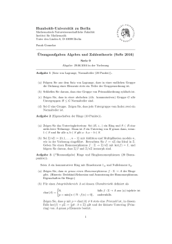 Blatt 9 - Institut für Mathematik