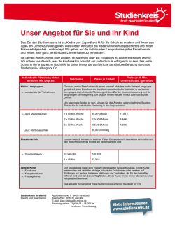 Preisliste - Studienkreis