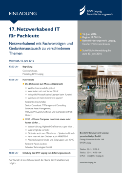 EINLADUNG 17. Netzwerkabend IT f&uuml;r Fachleute