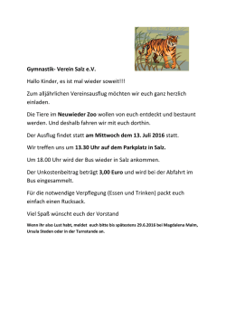 Gymnastik- Verein Salz e.V. Hallo Kinder, es ist mal wieder soweit