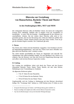 Hinweise zur Gestaltung von Hausarbeiten, Bachelor Thesis und