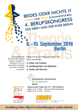 8.–10. September 2016 Berlin - Berufskongress Soziale Arbeit