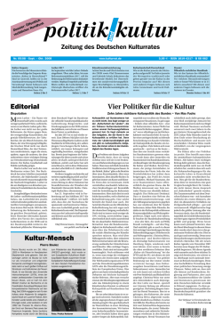 Editorial Kultur-Mensch Vier Politiker f&uuml;r die Kultur