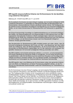 BfR begrüßt wissenschaftliche Kriterien der EU