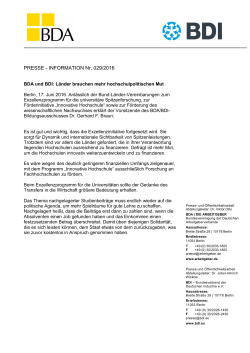 PRESSE - INFORMATION Nr. 029/2016