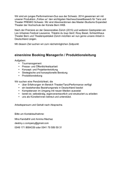 einen/eine Booking Manager/in / Produktionsleitung