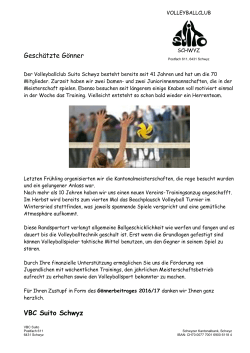 Gönnerbrief (*) - Volleyball Club Suito Schwyz