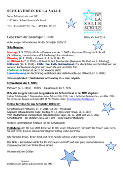 Informationen f&uuml;r die Eltern der zuk&uuml;nftigen 1.NMS