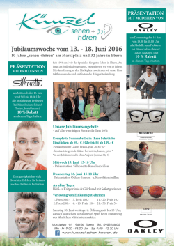 Jubil&auml;umswoche vom 13. - 18. Juni 2016