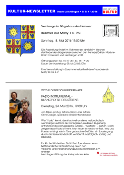 Kultur- Newsletter Stadt Leichlingen Mai/ Juni/ Juli