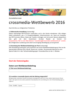 Anmeldeformular crossmedia 2016 - crossmedia