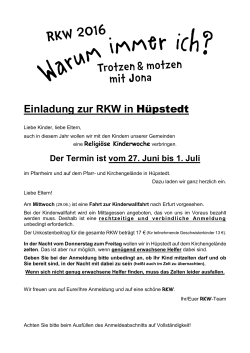 Einladung zur RKW in Hüpstedt