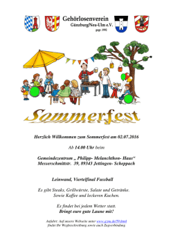 Herzlich Willkommen zum Sommerfest am 02.07.2016