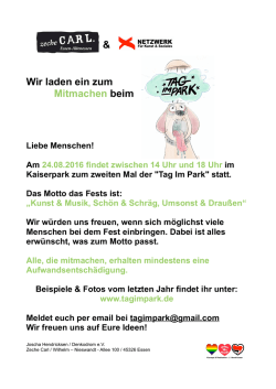 TAGIMPARK2016 Aushang Zeche Carl Einladung