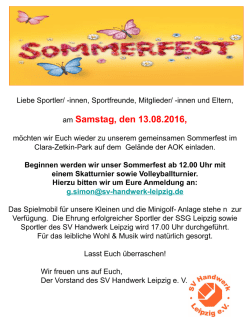 Info-Blatt: Einladung zum Sommerfest 2016