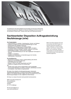 Sachbearbeiter Disposition Auftragsabwicklung Neufahrzeuge (m/w)