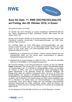 Save the Date: 11. RWE HOCHSCHULDIALOG am Freitag