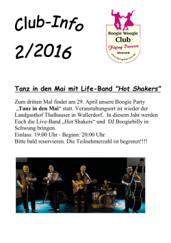 Tanz in den Mai mit Life-Band "Hot Shakers"